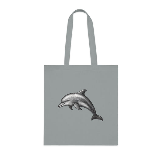 Vintage Etching Dolphin Tote Bag