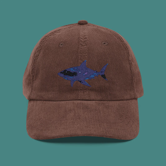 Cosmic Galaxy Shark Corduroy Embroidered Cap