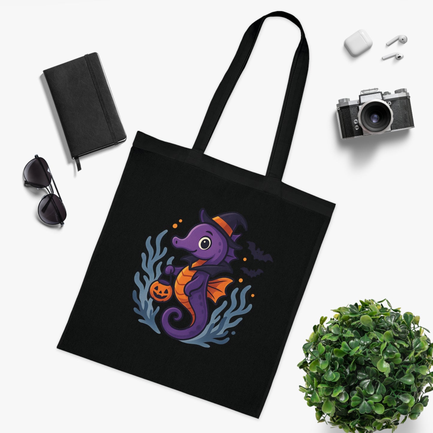Halloween Seahorse Tote Bag