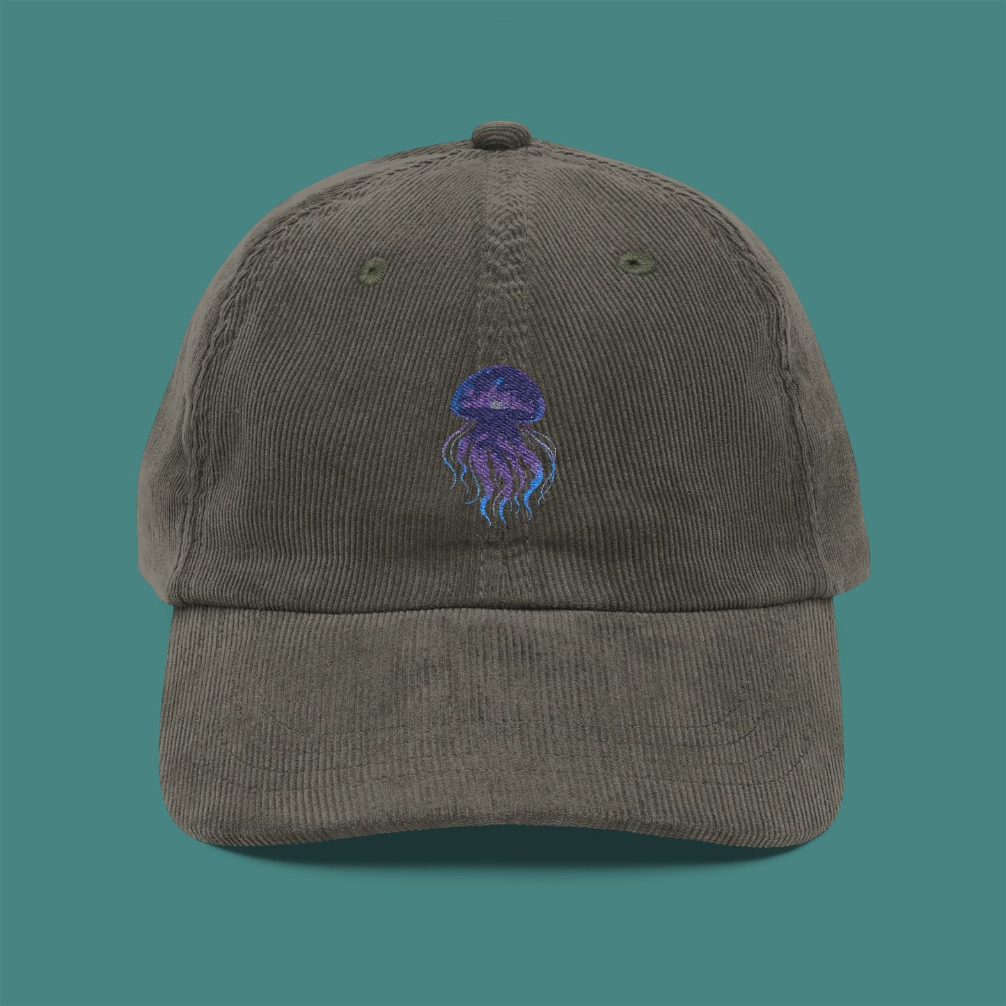 Cosmic Galaxy Jellyfish Corduroy Embroidered Cap
