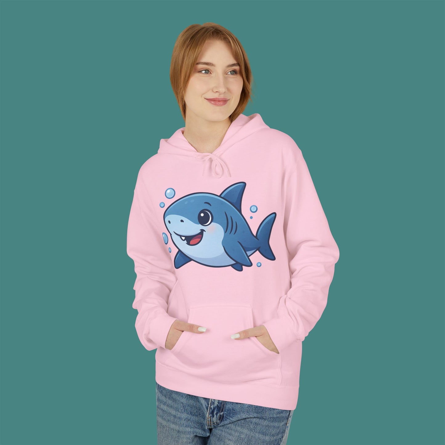 Cartoon Cute Shark Fleece Unisex Hoodie