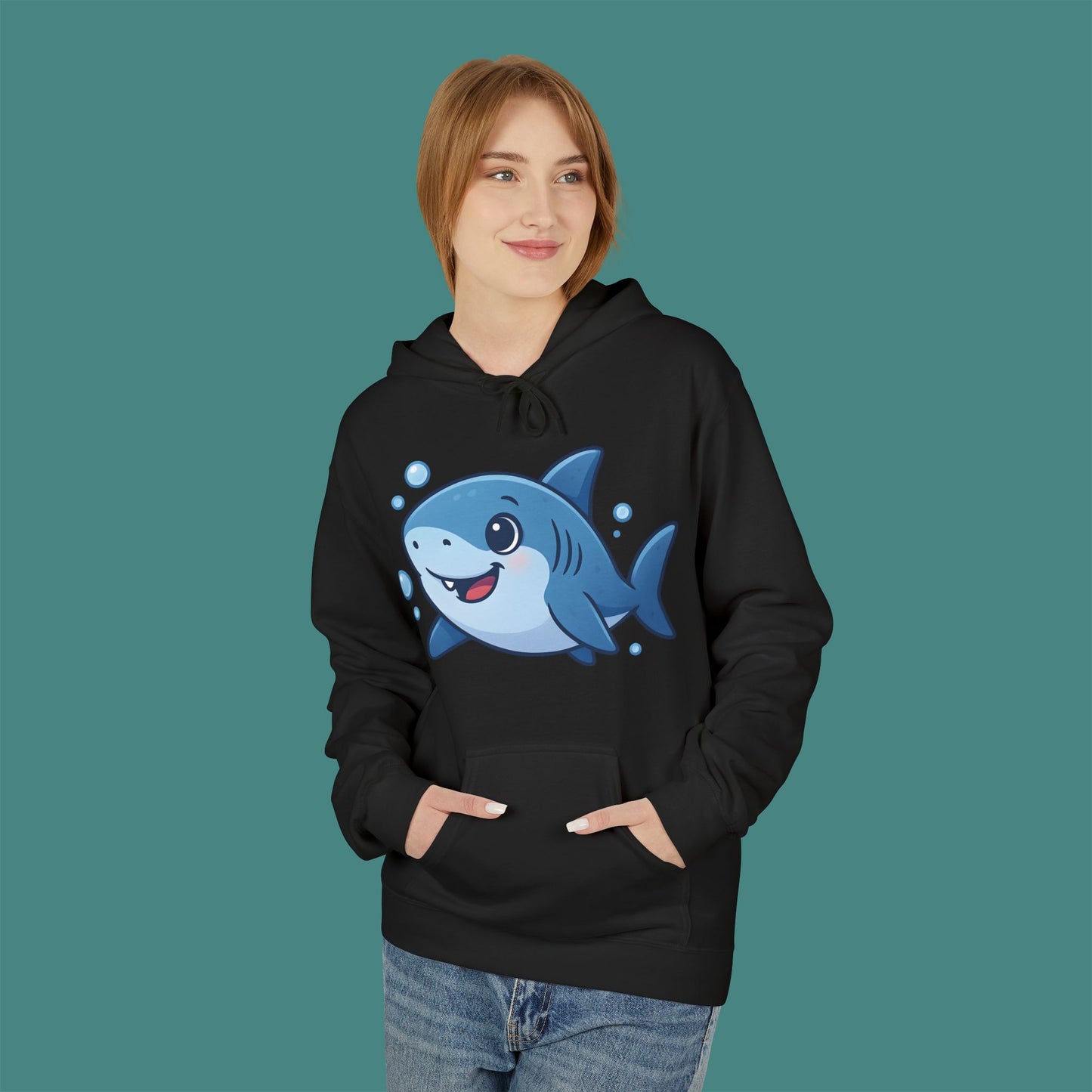 Cartoon Cute Shark Fleece Unisex Hoodie