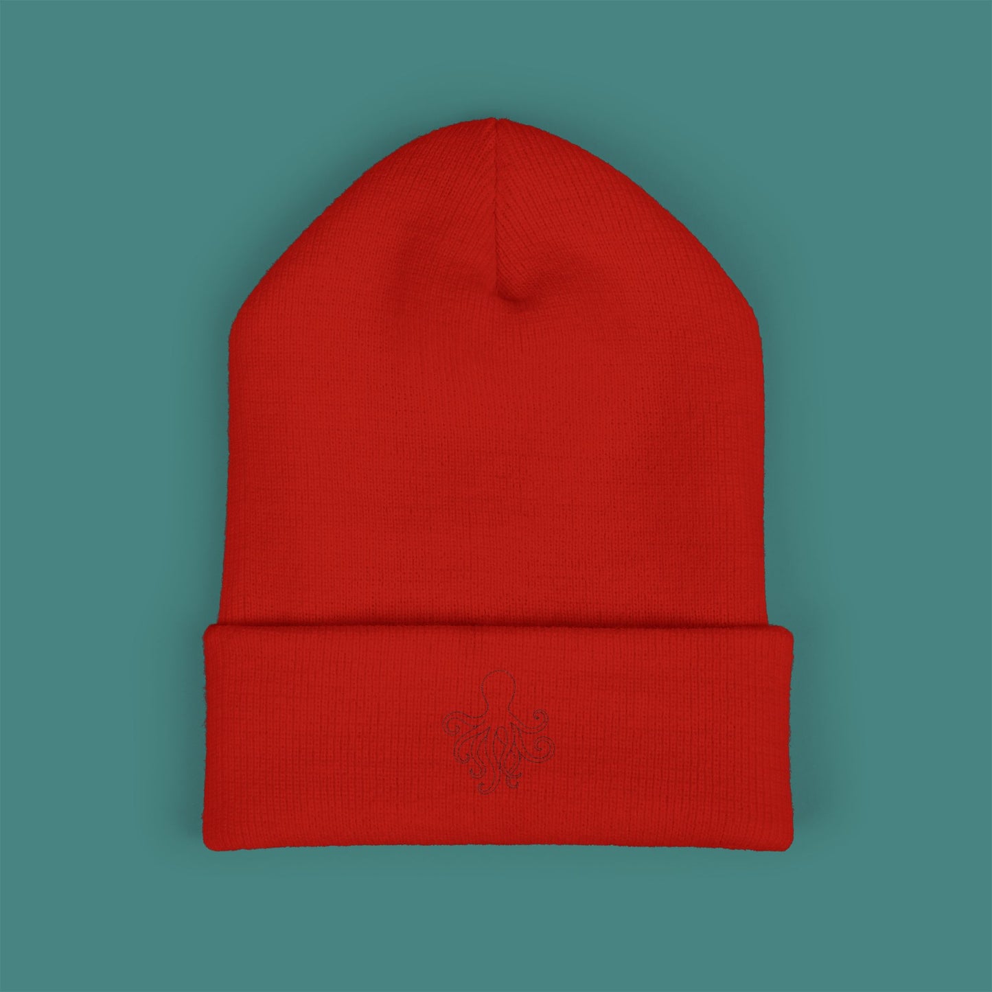 Minimalist Line Art Octopus Embroidered Beanie