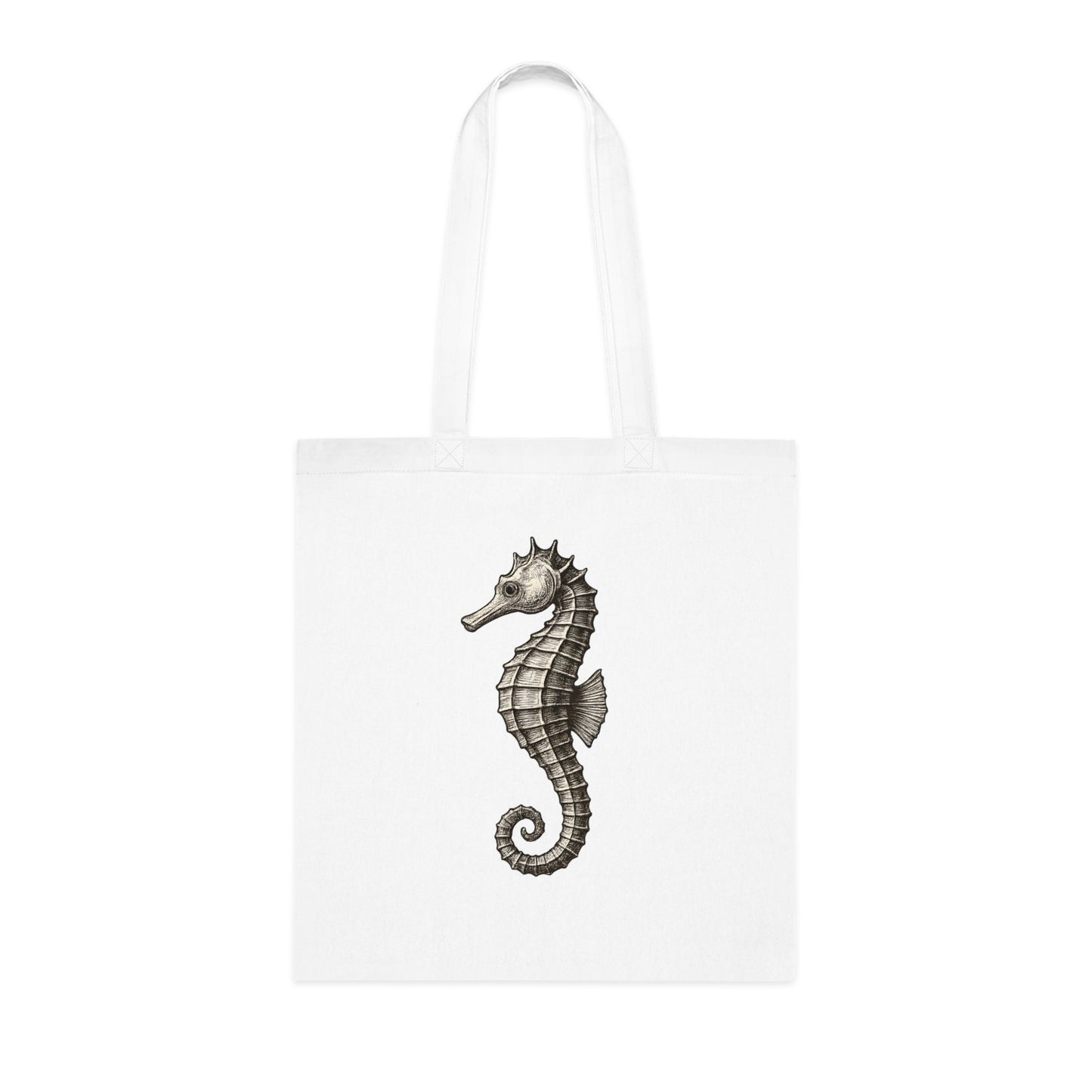 Vintage Etching Seahorse Tote Bag