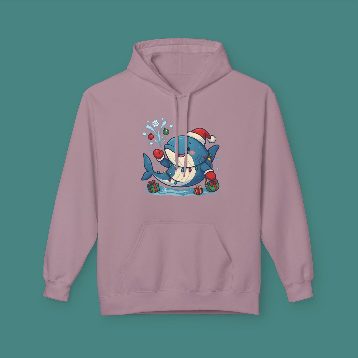 Christmas Whale Fleece Unisex Hoodie