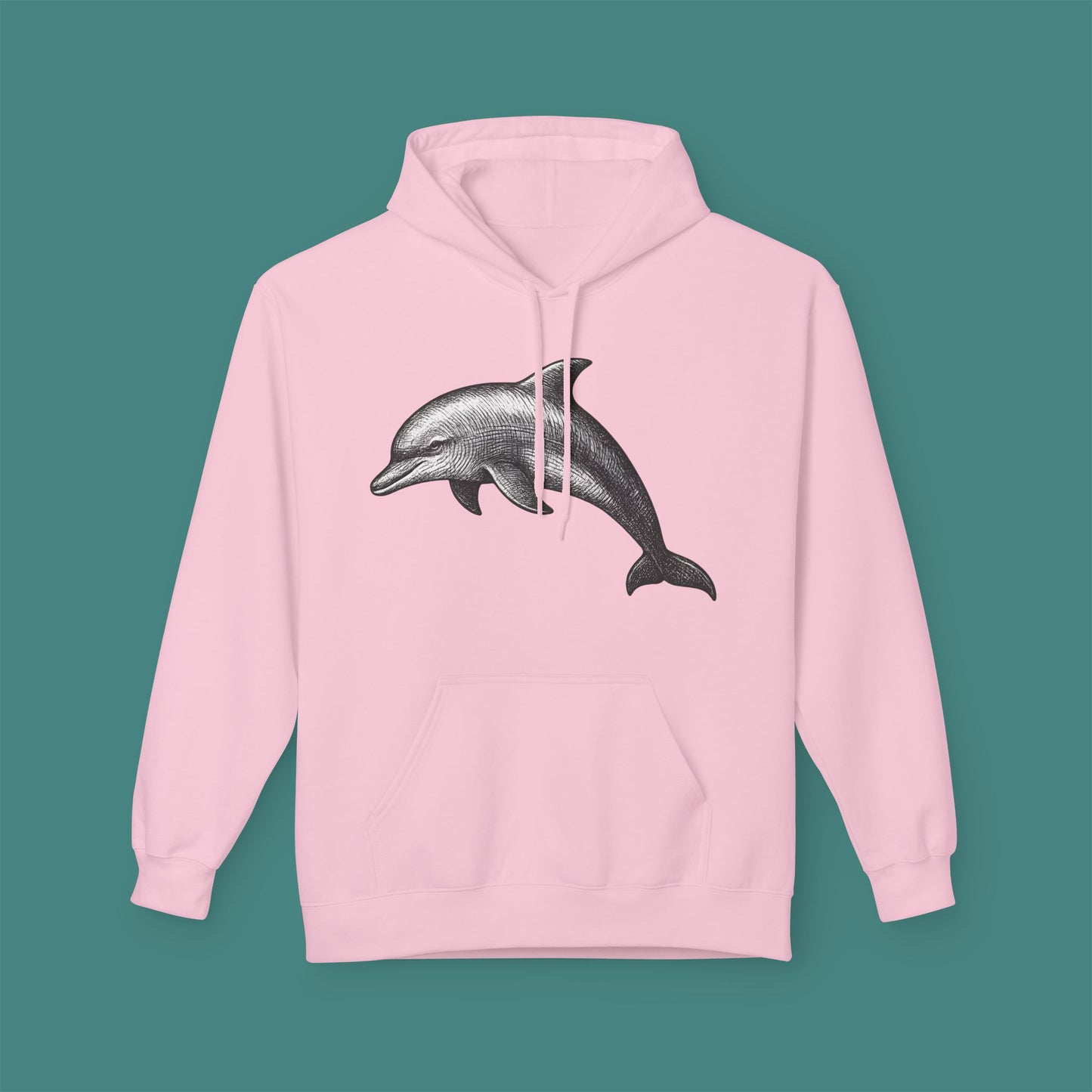 Vintage Etching Dolphin Fleece Unisex Hoodie