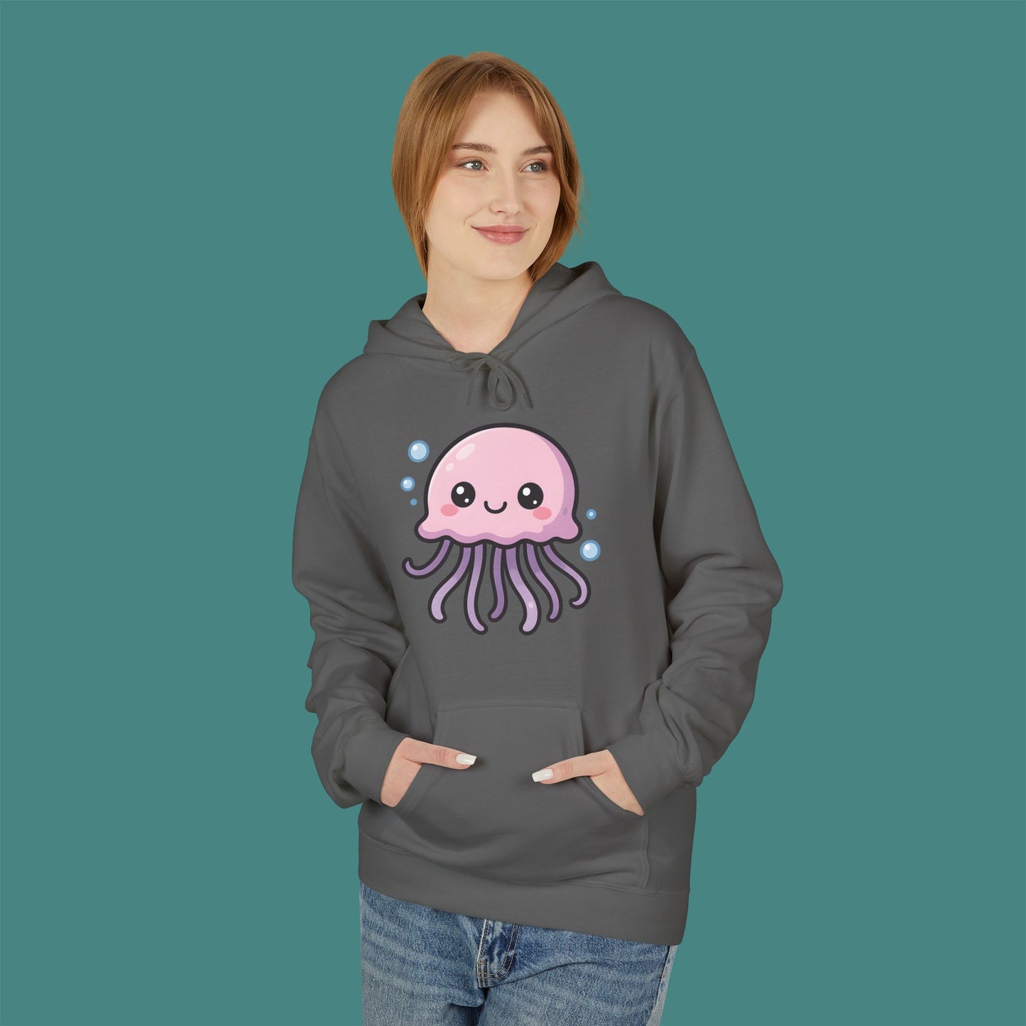 Cartoon Cute Jellyfish Fleece Unisex Hoodie