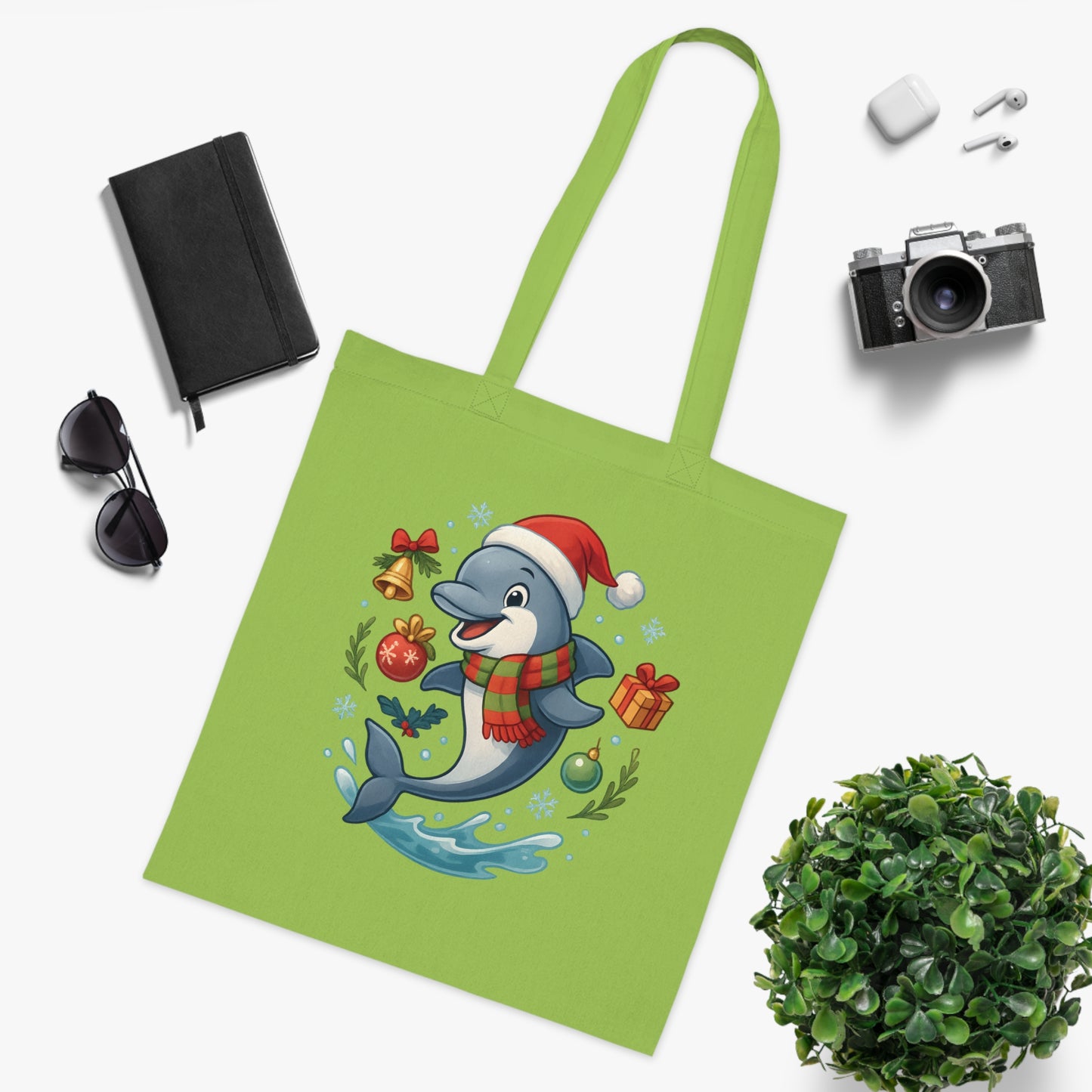 Christmas Dolphin Tote Bag