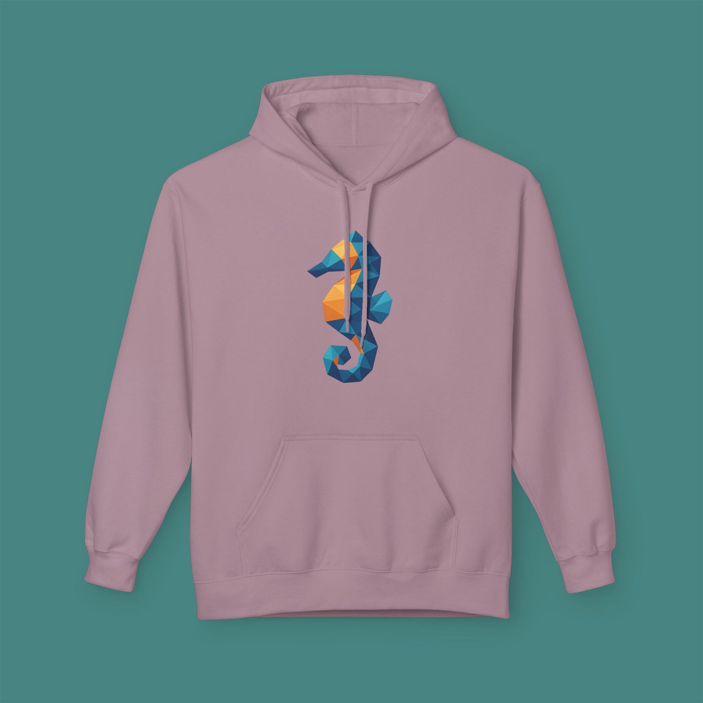 Geometric Polygon Seahorse Fleece Unisex Hoodie