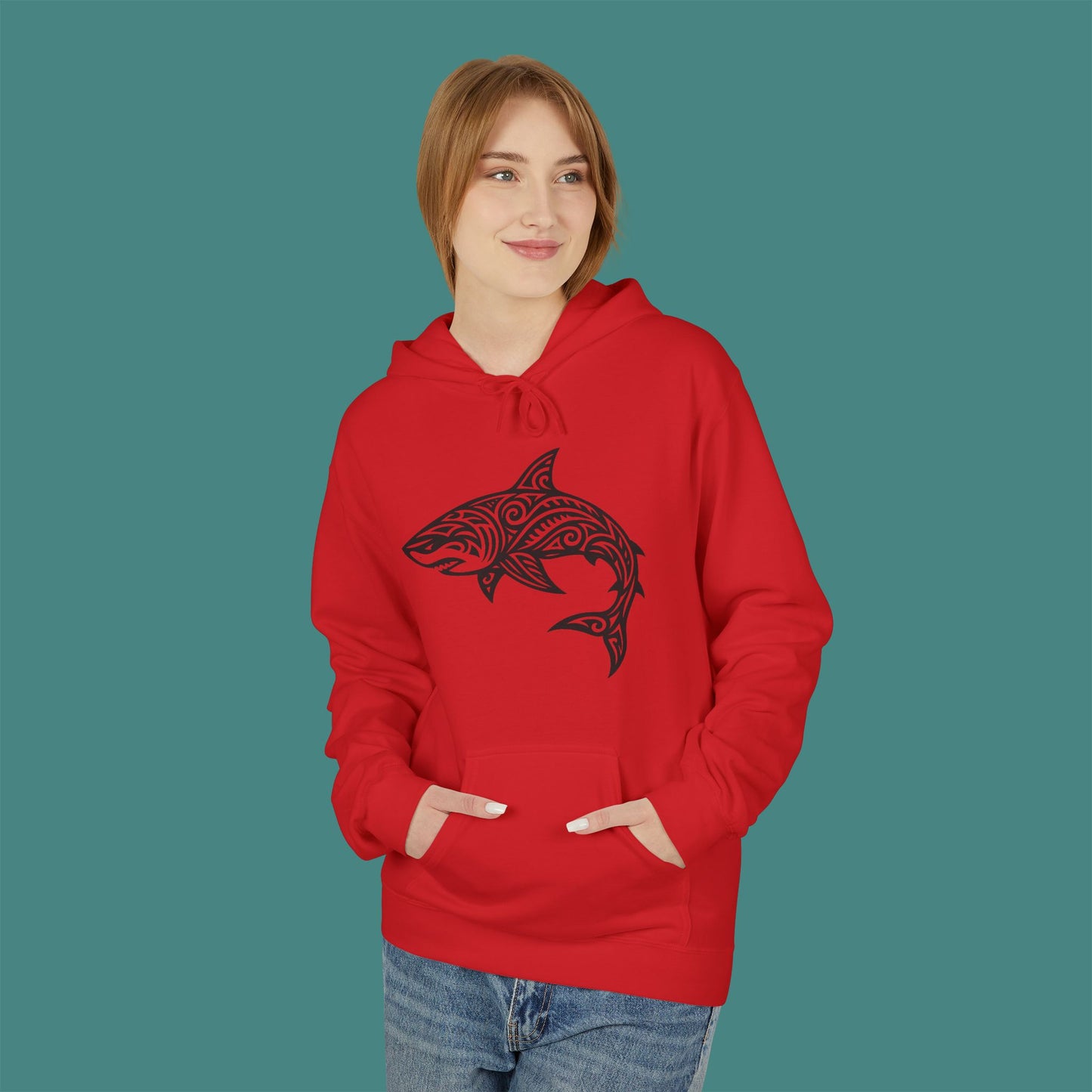 Tribal Tattoo Shark Fleece Unisex Hoodie