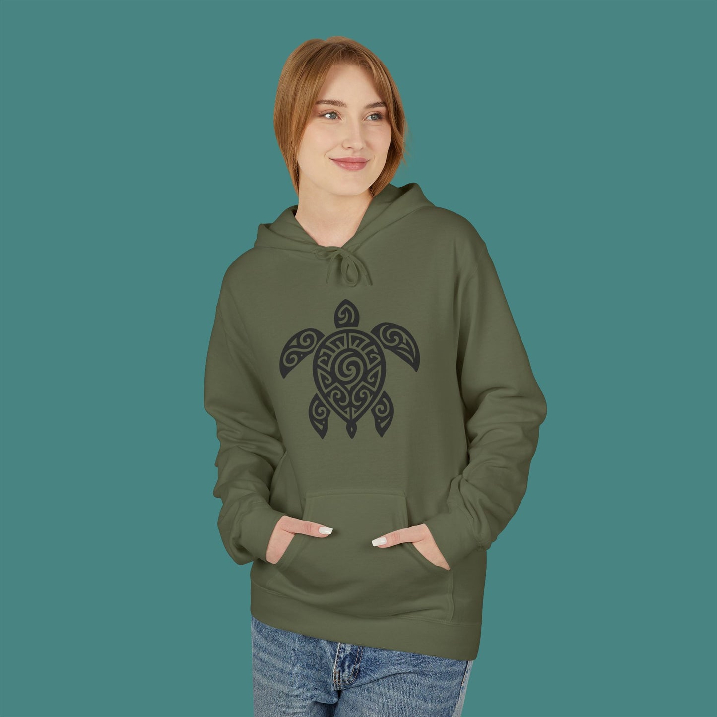 Tribal Tattoo Turtle Fleece Unisex Hoodie