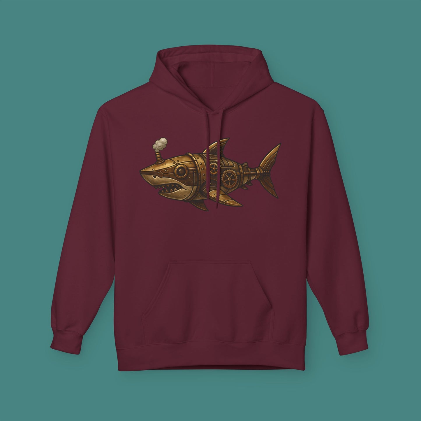 Steampunk Mechanical Shark Fleece Unisex Hoodie