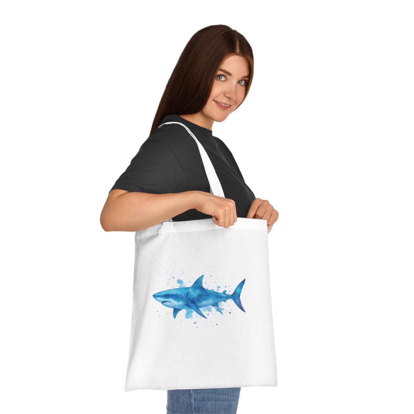 Watercolor Splash Shark Tote Bag