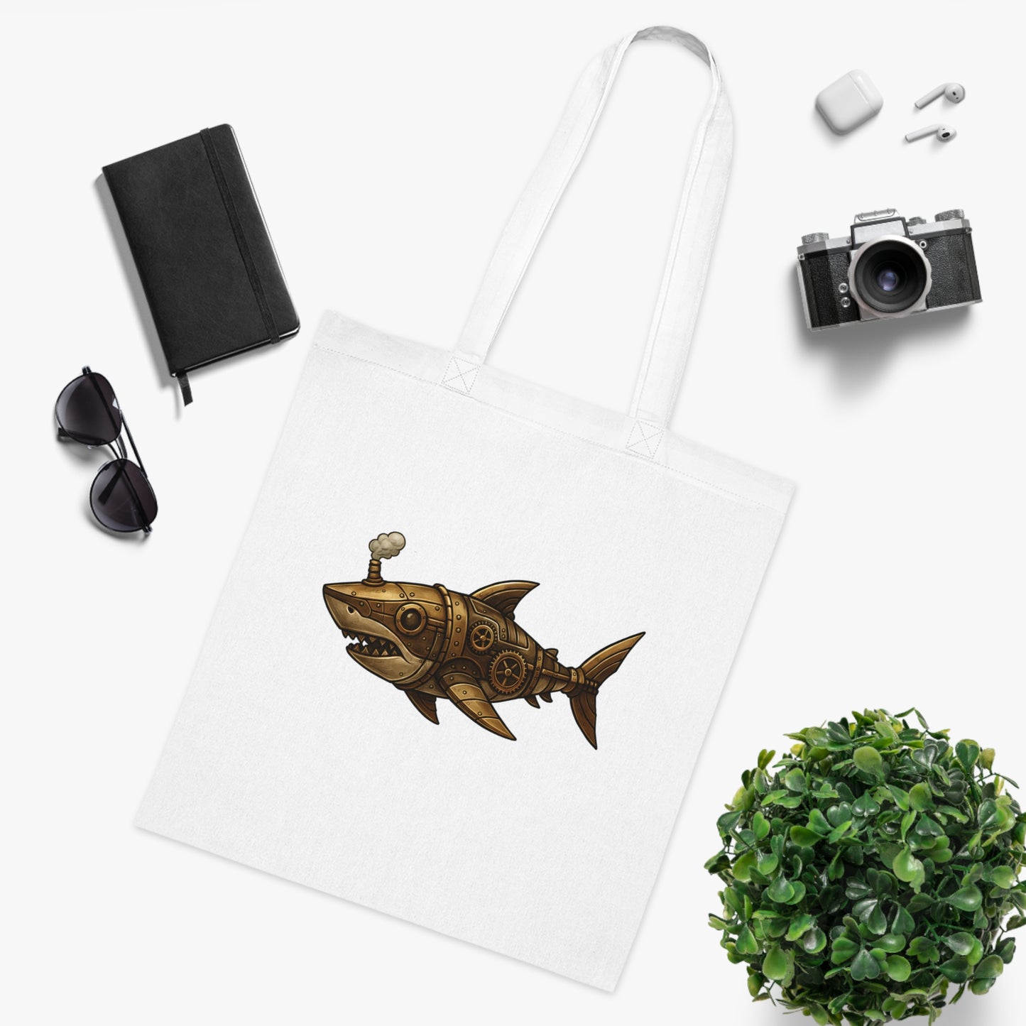 Steampunk Mechanical Shark Tote Bag