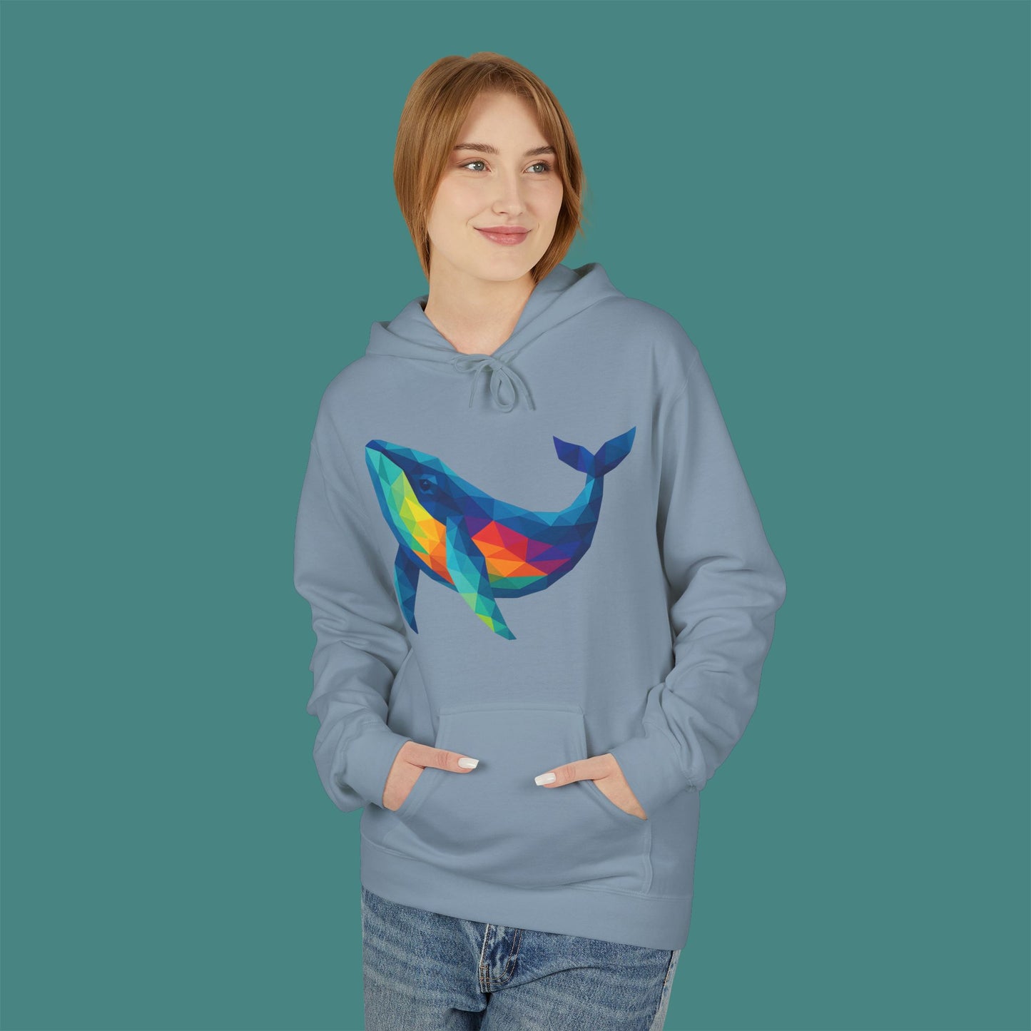 Geometric Polygon Whale Fleece Unisex Hoodie