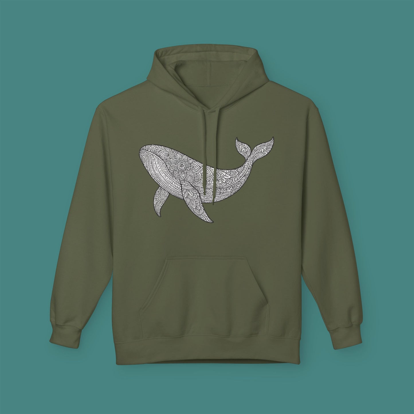 Intricate Mandala Whale Fleece Unisex Hoodie