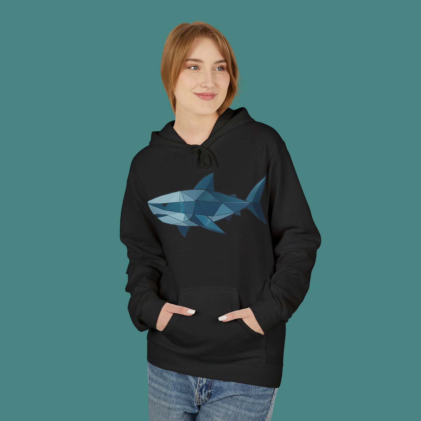 Geometric Polygon Shark Fleece Unisex Hoodie