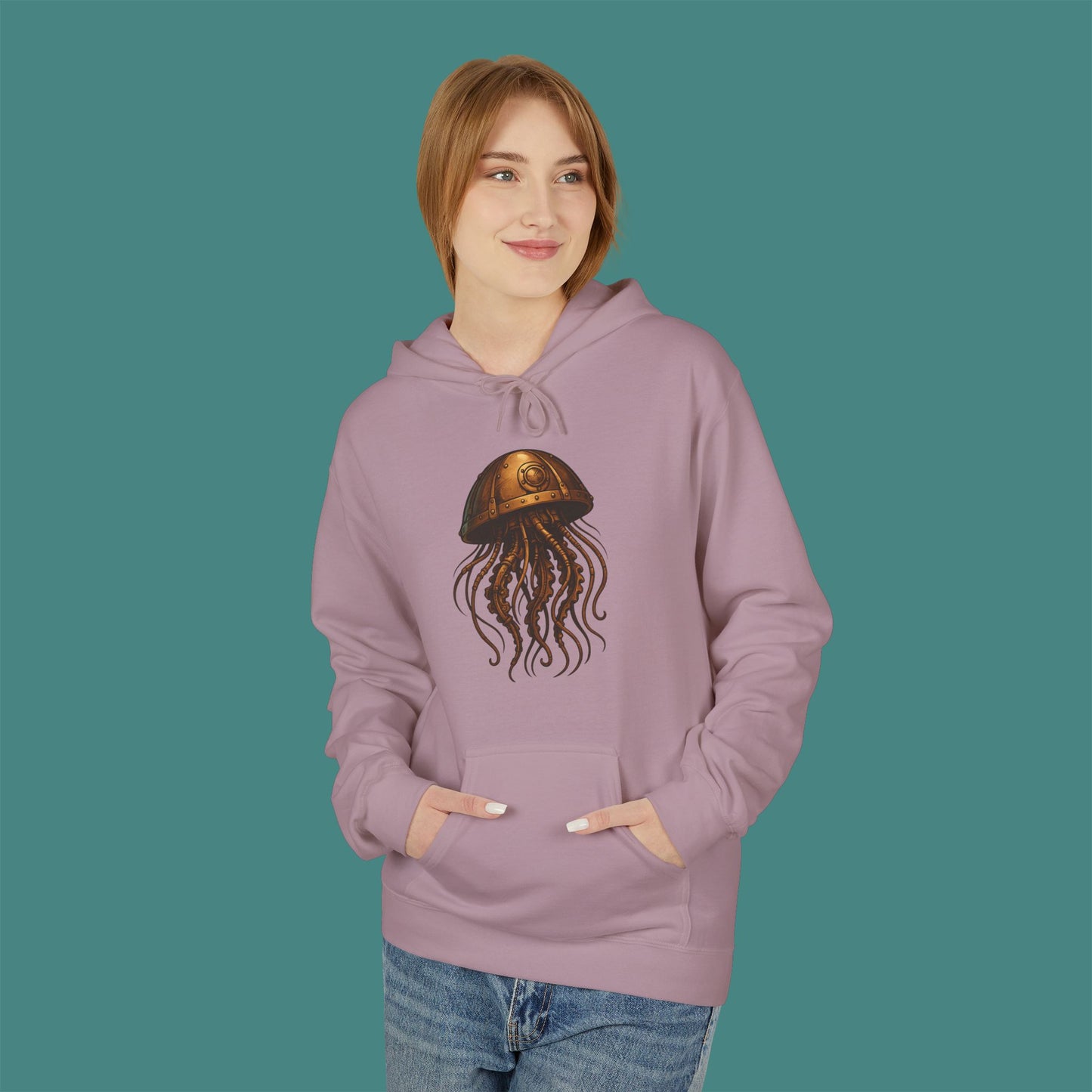 Steampunk Mechanical Jellyfish Fleece Unisex Hoodie