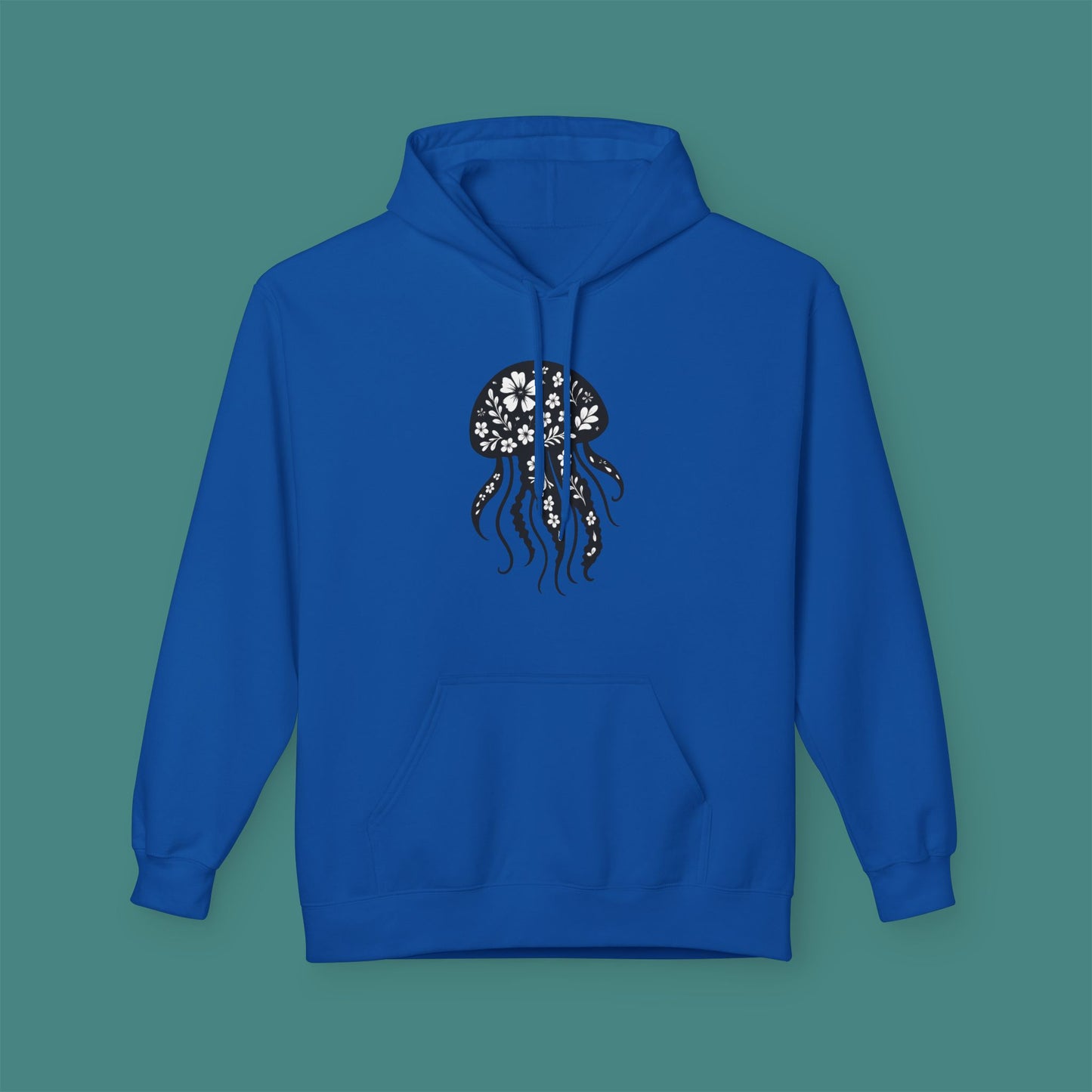 Floral Jellyfish Silhouette Fleece Unisex Hoodie