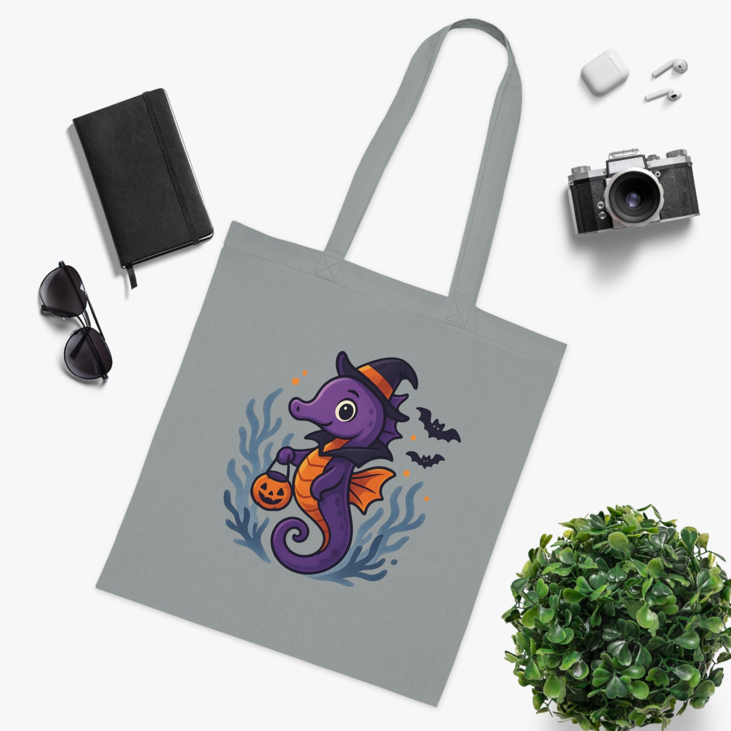 Halloween Seahorse Tote Bag