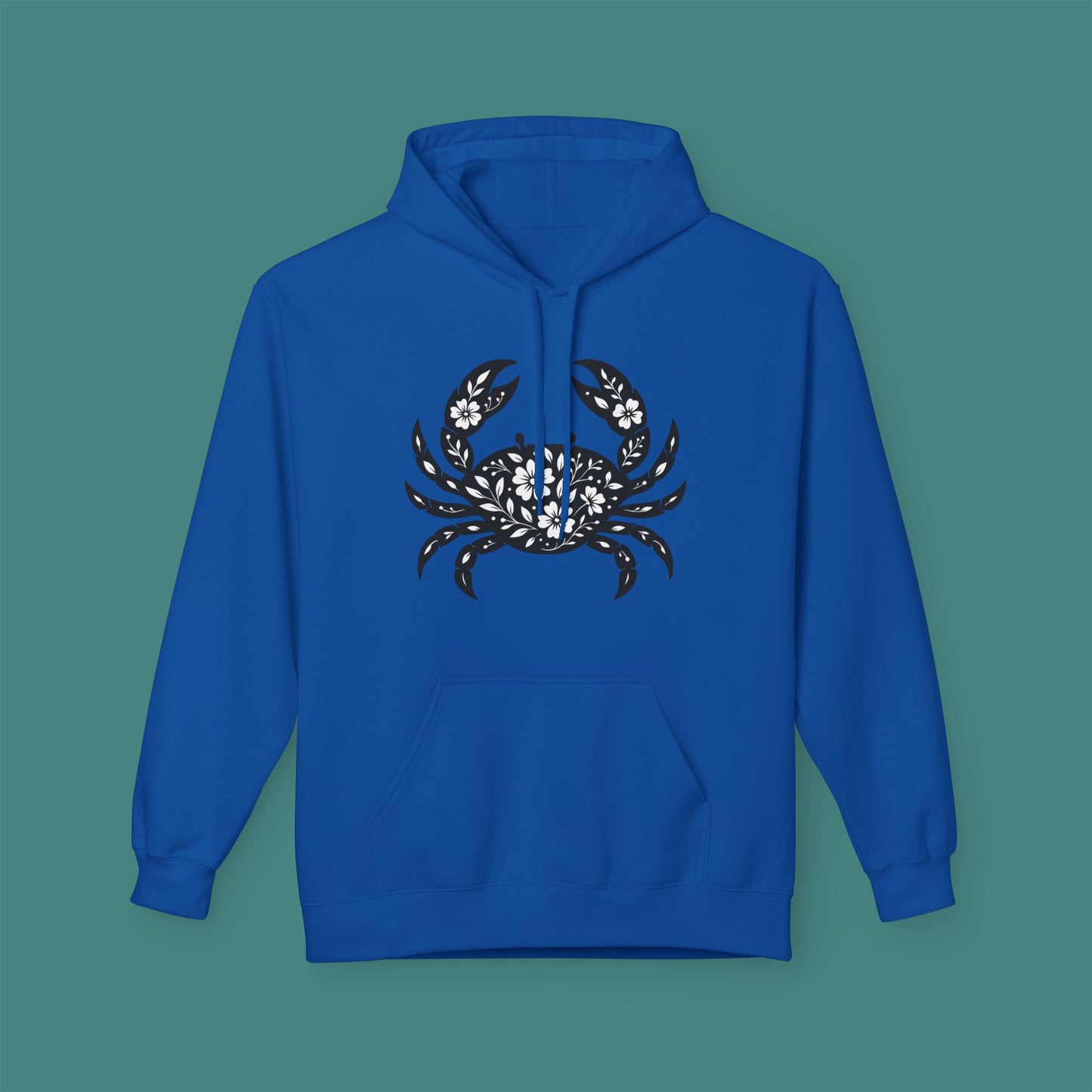 Floral Crab Silhouette Fleece Unisex Hoodie