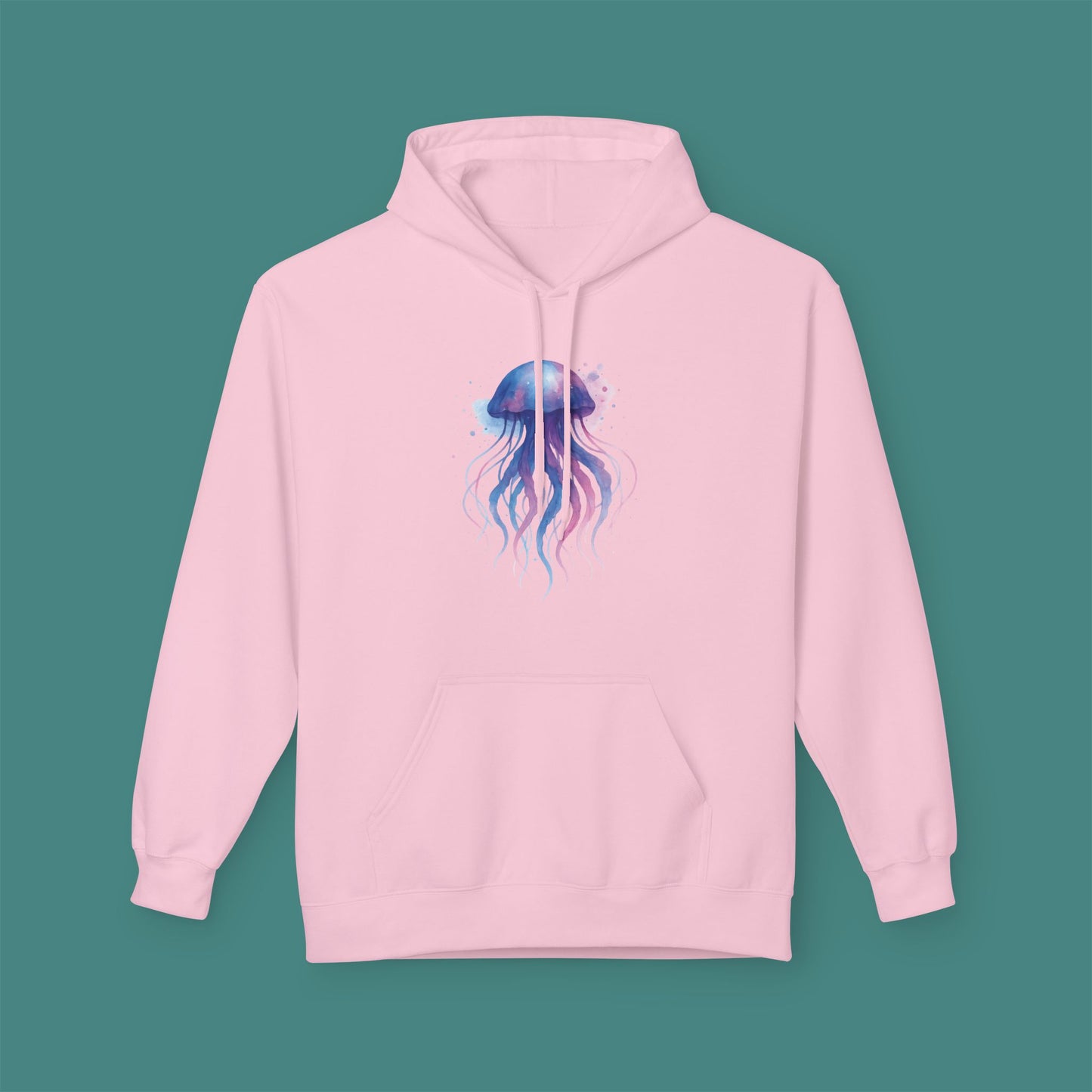 Watercolor Splash Jellyfish Fleece Unisex Hoodie