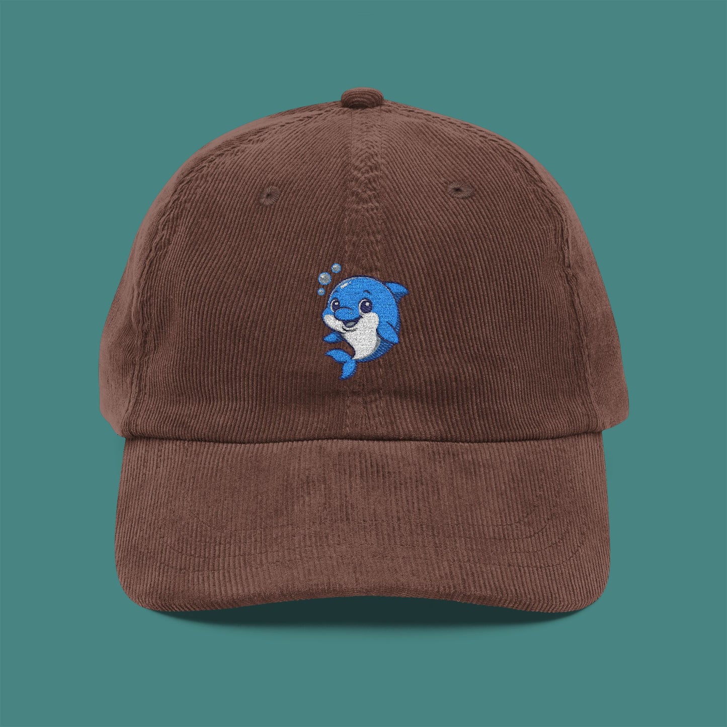 Cartoon Cute Dolphin Corduroy Embroidered Cap