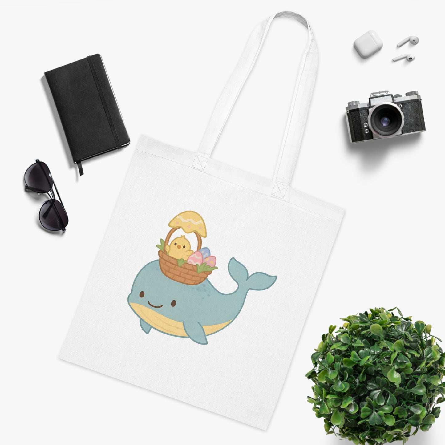 Easter Whale Tote Bag