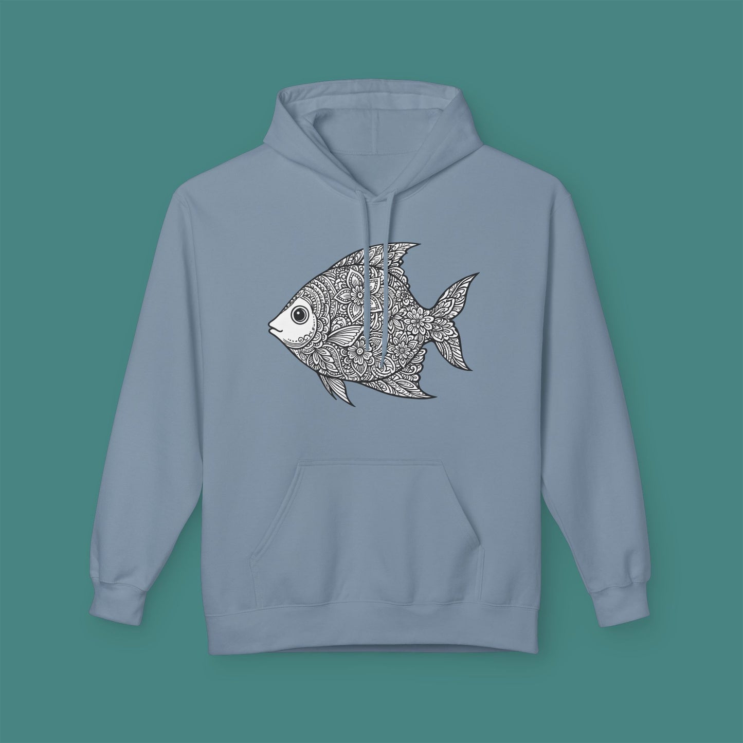 Intricate Mandala Fish Fleece Unisex Hoodie