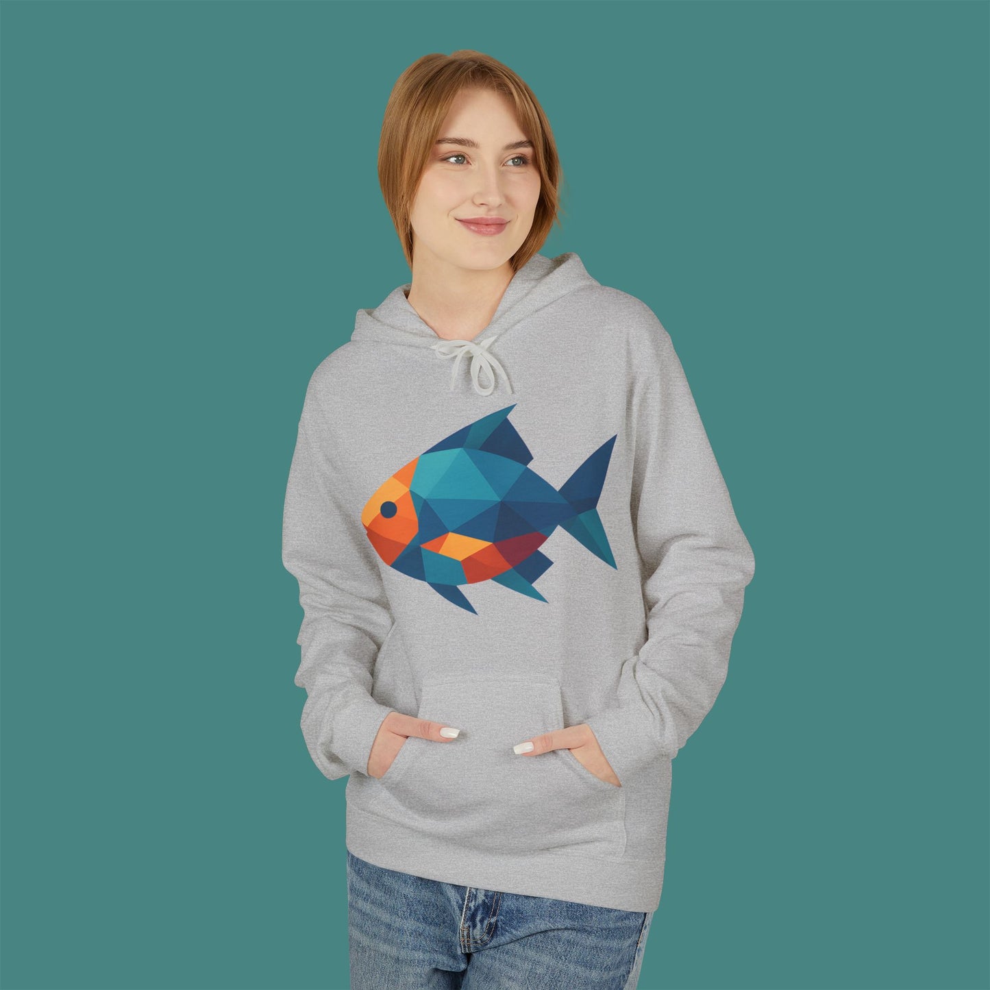 Geometric Polygon Fish Fleece Unisex Hoodie