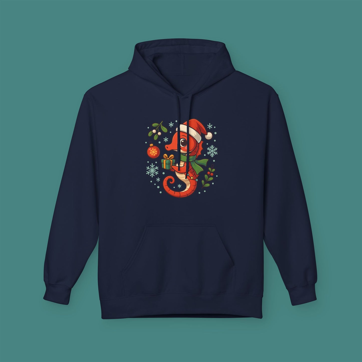 Christmas Seahorse Fleece Unisex Hoodie