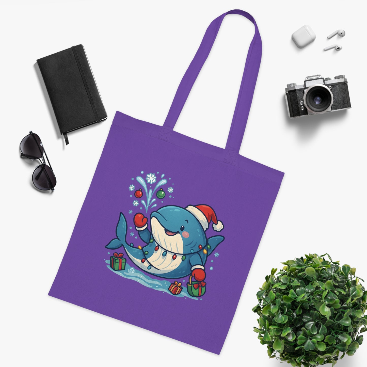 Christmas Whale Tote Bag