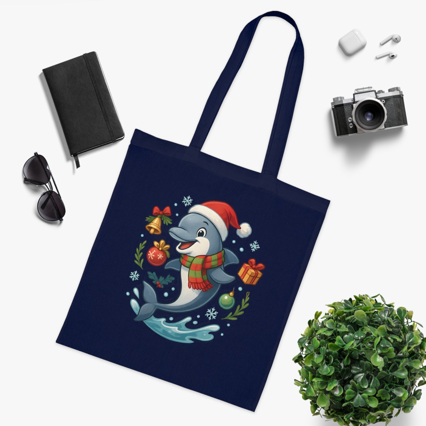 Christmas Dolphin Tote Bag