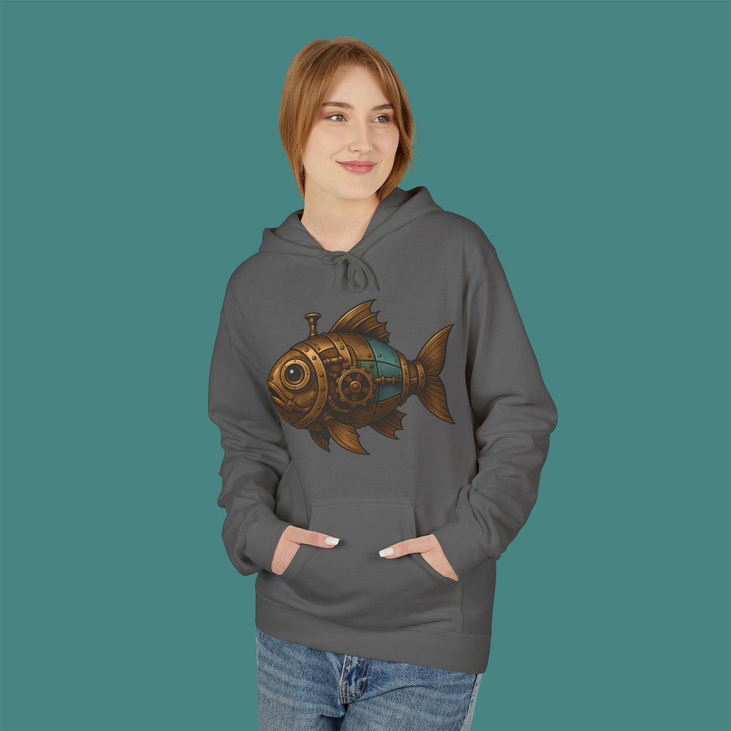 Steampunk Mechanical Fish Fleece Unisex Hoodie