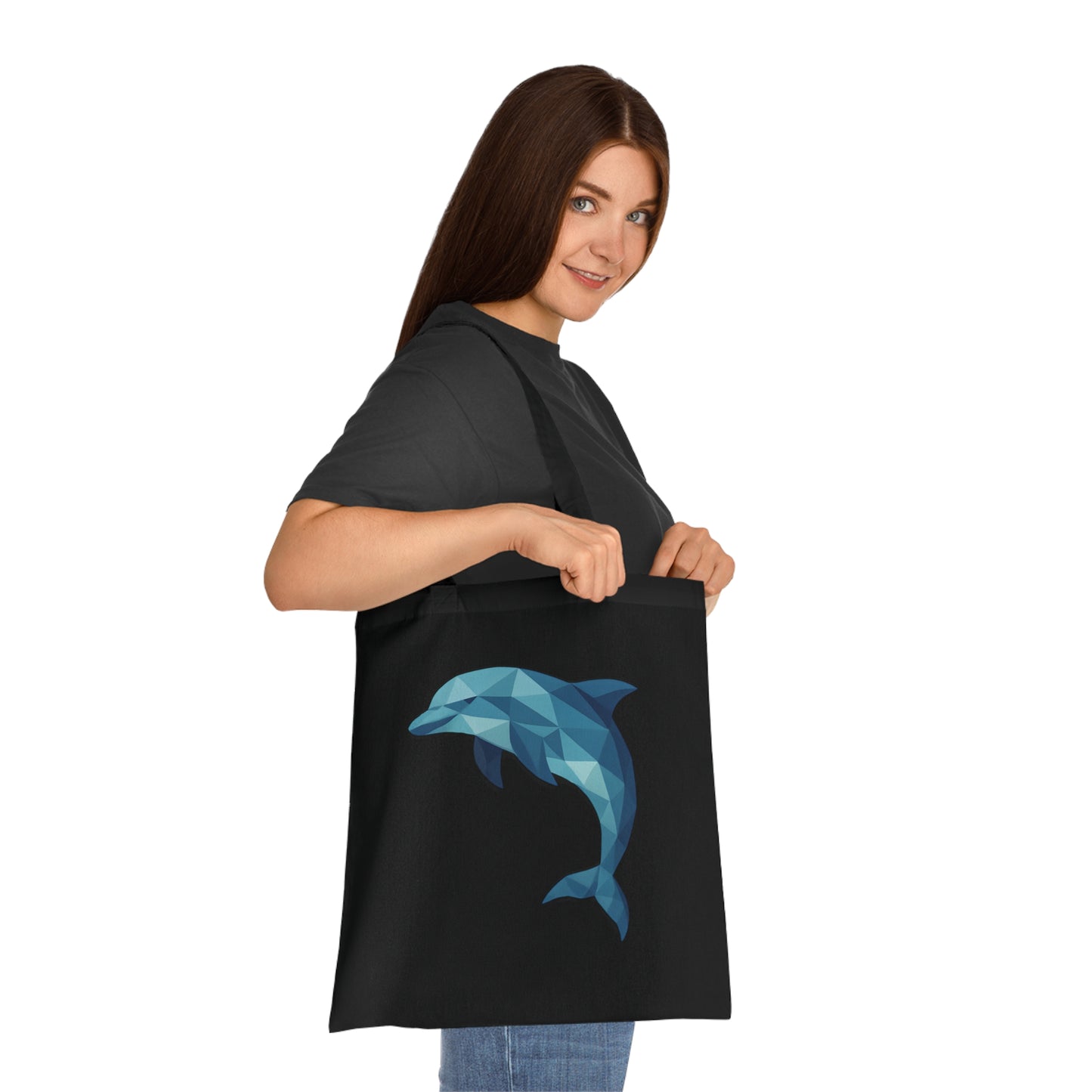Geometric Polygon Dolphin Tote Bag