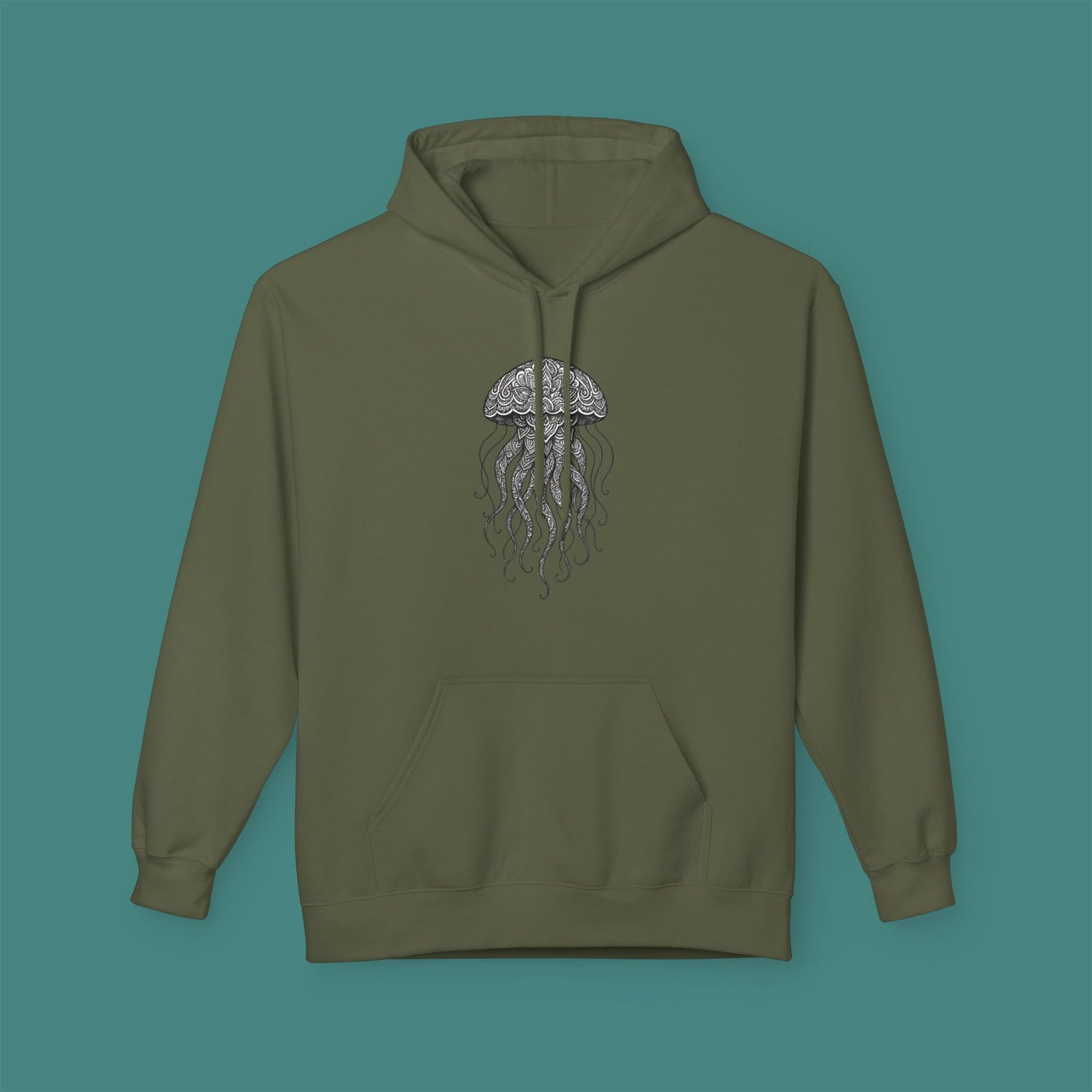 Intricate Mandala Jellyfish Fleece Unisex Hoodie