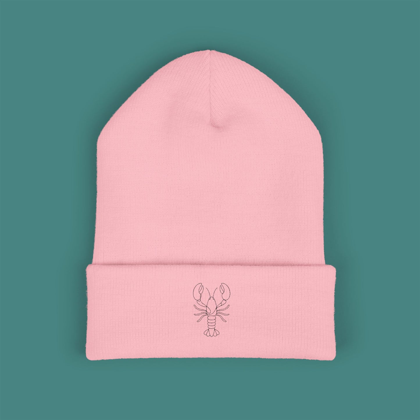 Minimalist Line Art Lobster Embroidered Beanie