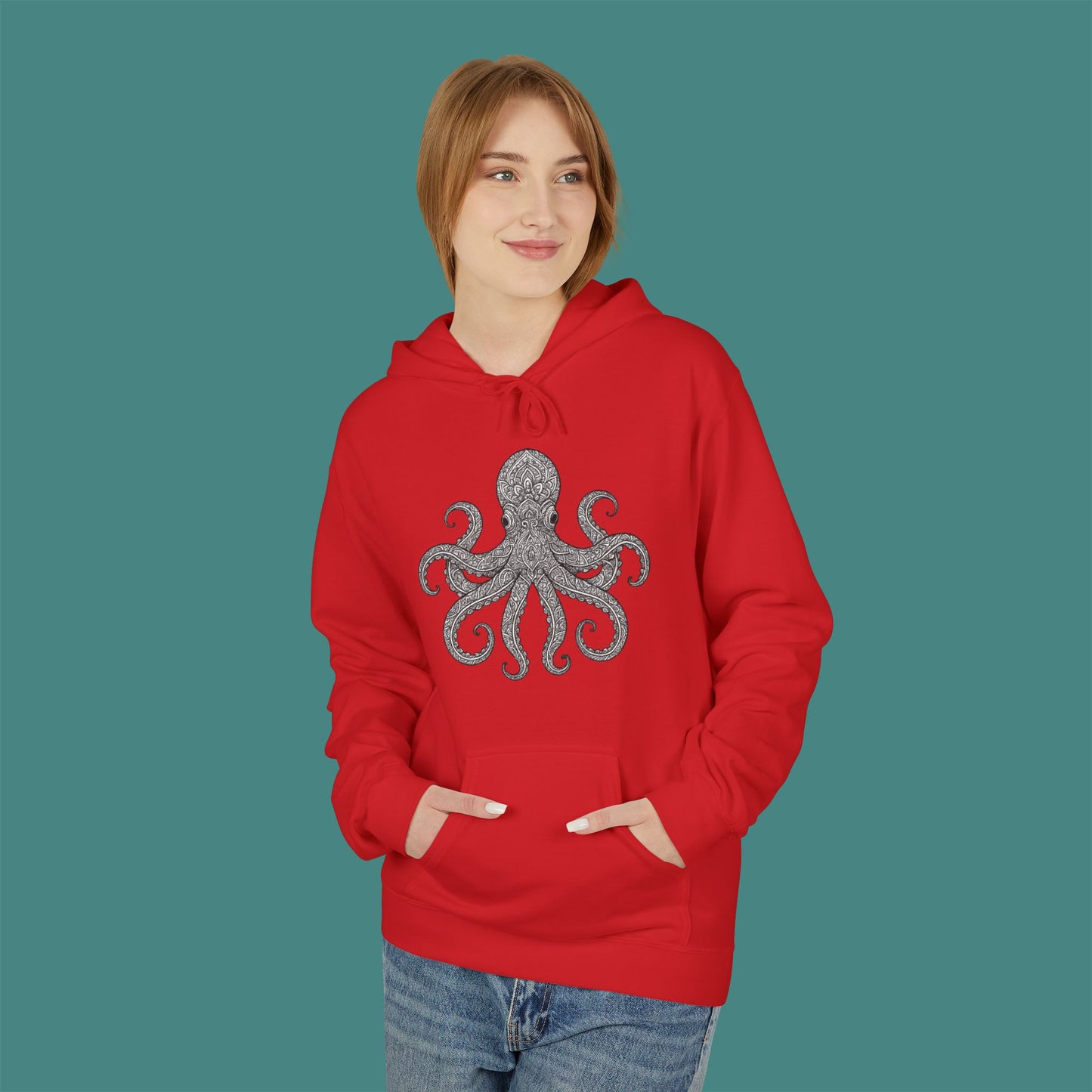 Intricate Mandala Octopus Fleece Unisex Hoodie