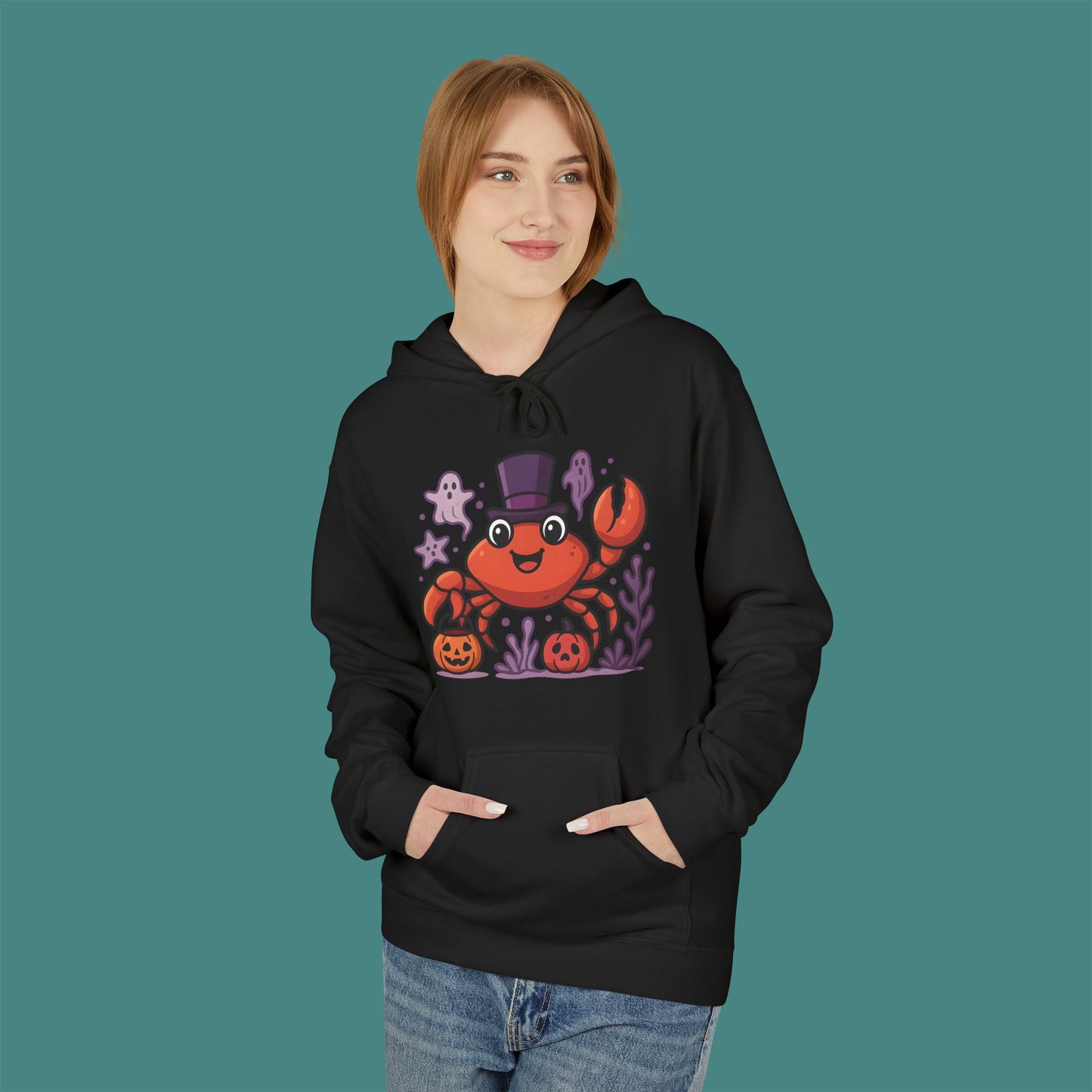Halloween Crab Fleece Unisex Hoodie