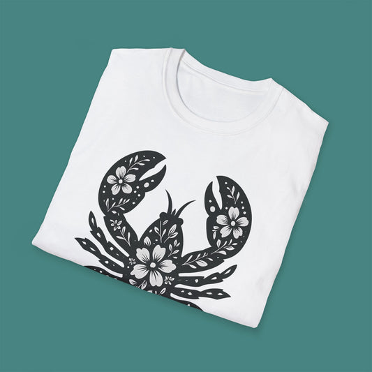 Floral Lobster Silhouette Unisex T-Shirt