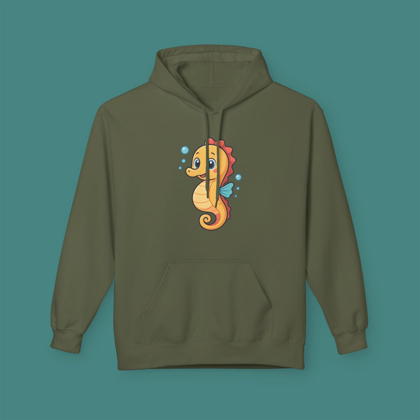 Cartoon Cute Seahorse Fleece Unisex Hoodie