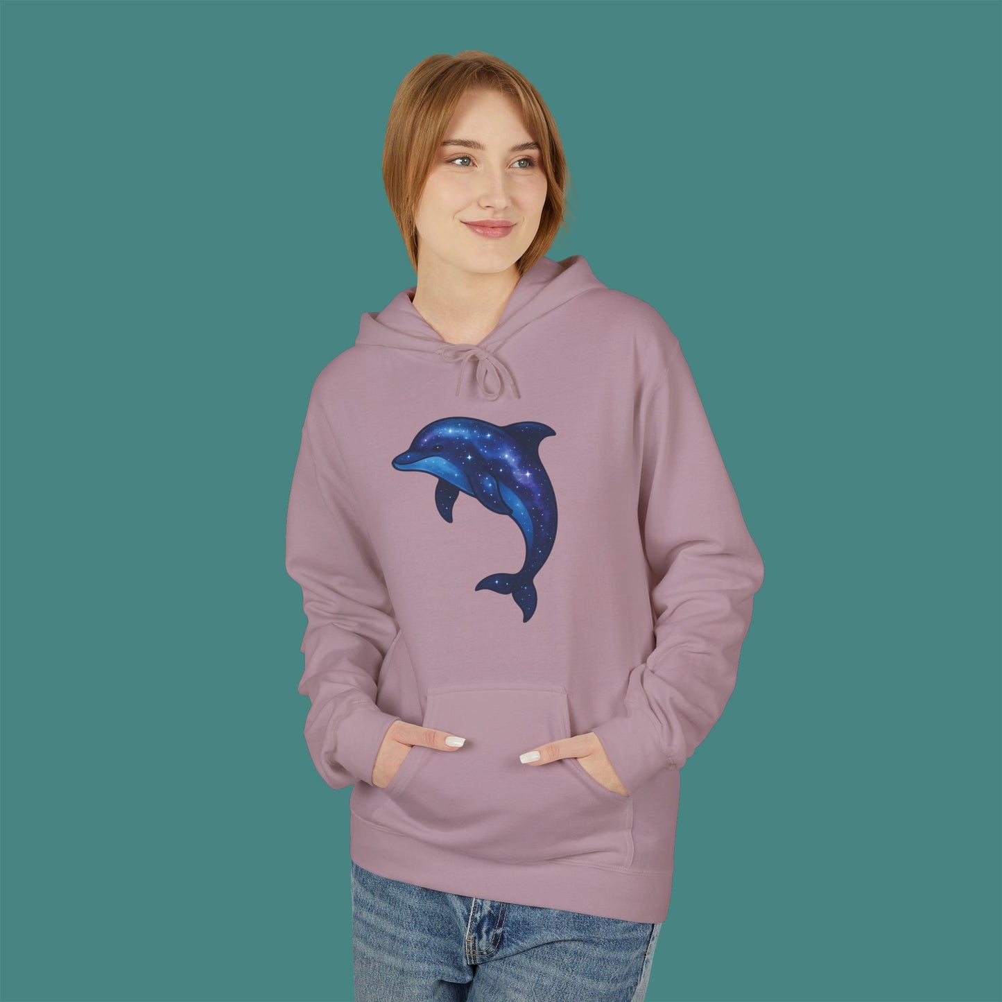Cosmic Galaxy Dolphin Fleece Unisex Hoodie