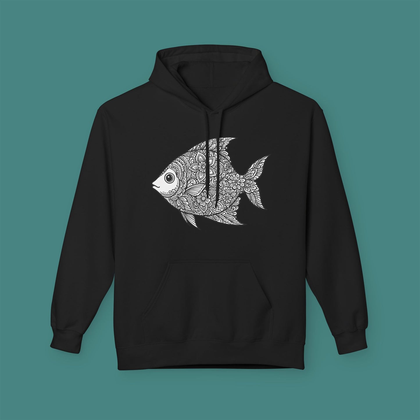 Intricate Mandala Fish Fleece Unisex Hoodie