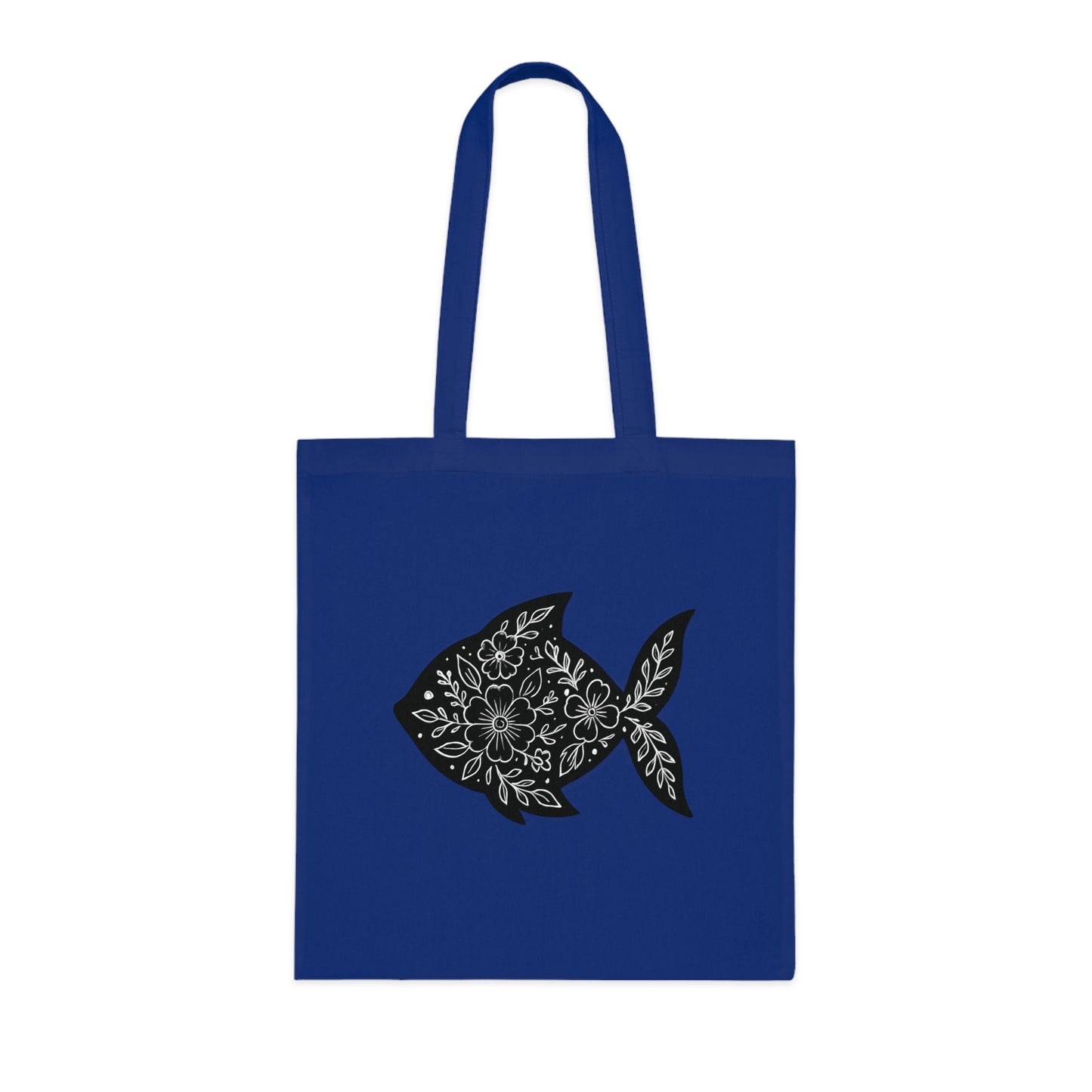 Floral Fish Silhouette Tote Bag