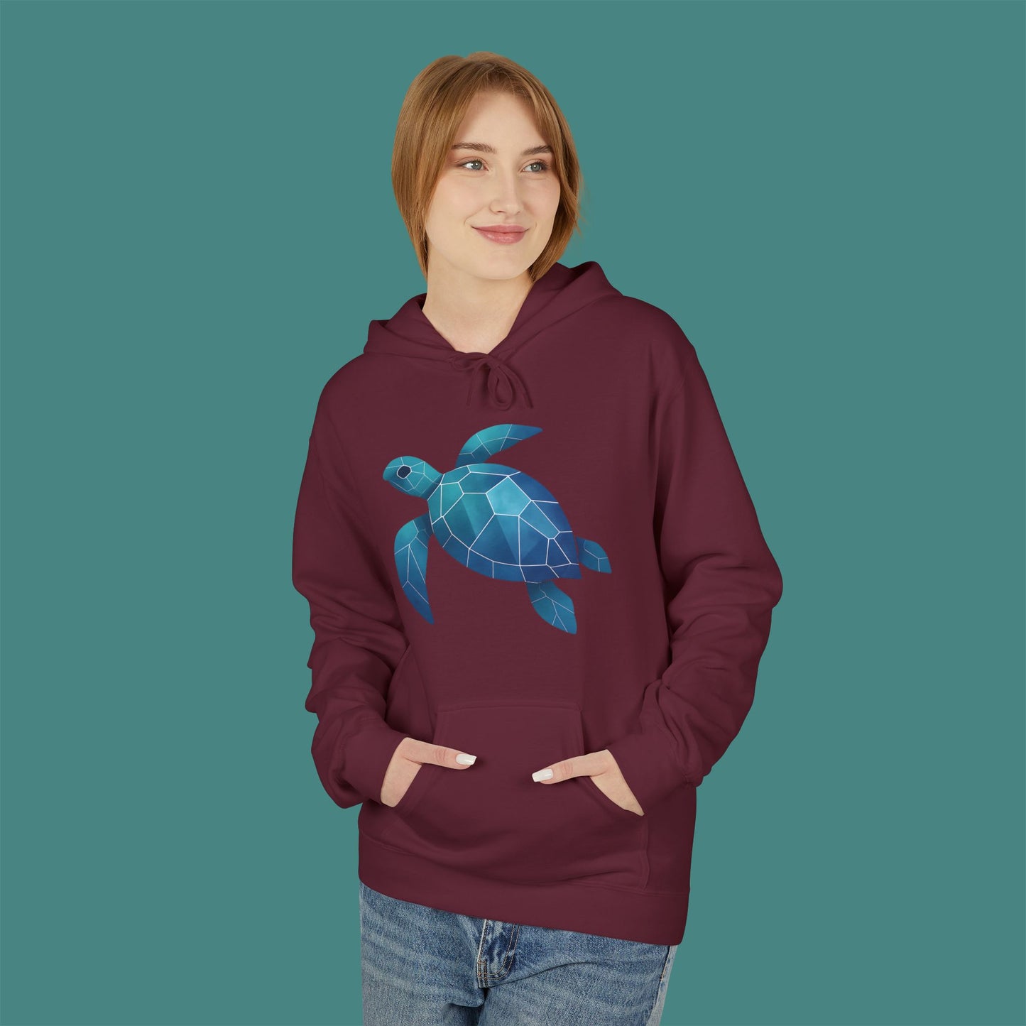Geometric Polygon Turtle Fleece Unisex Hoodie