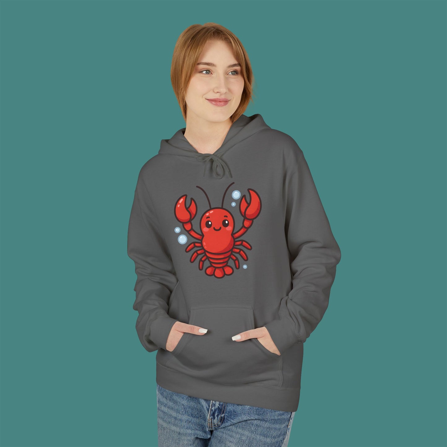 Cartoon Cute Lobster Fleece Unisex Hoodie