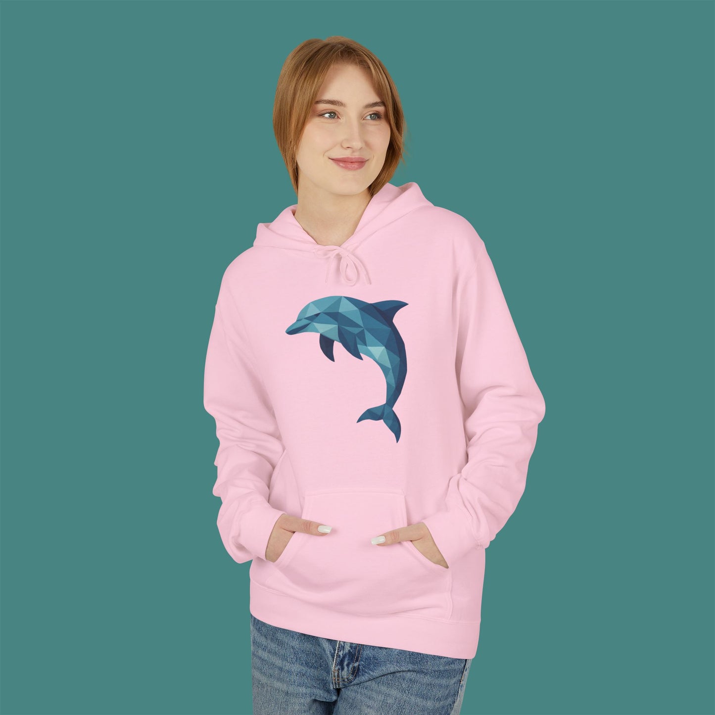 Geometric Polygon Dolphin Fleece Unisex Hoodie