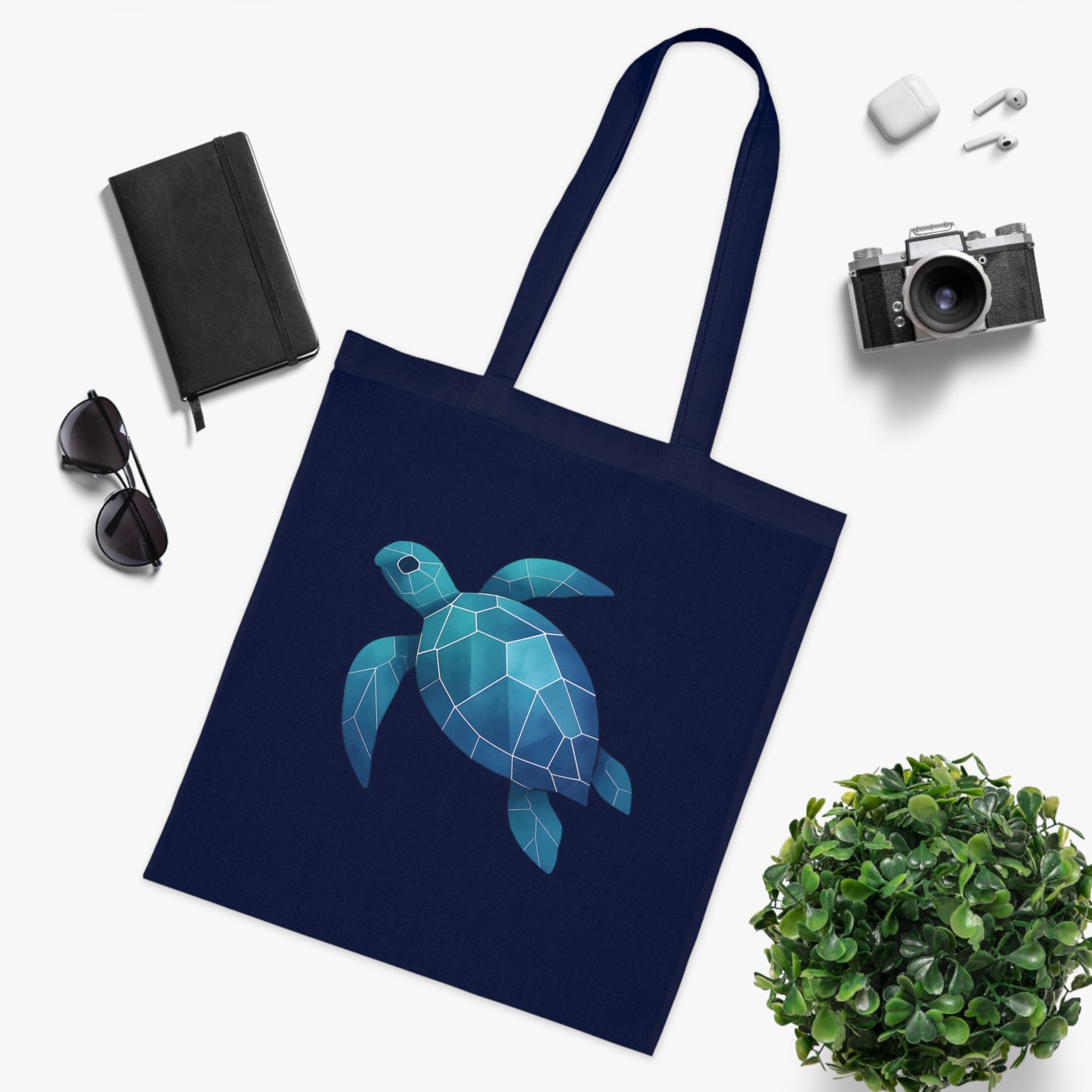 Geometric Polygon Turtle Tote Bag
