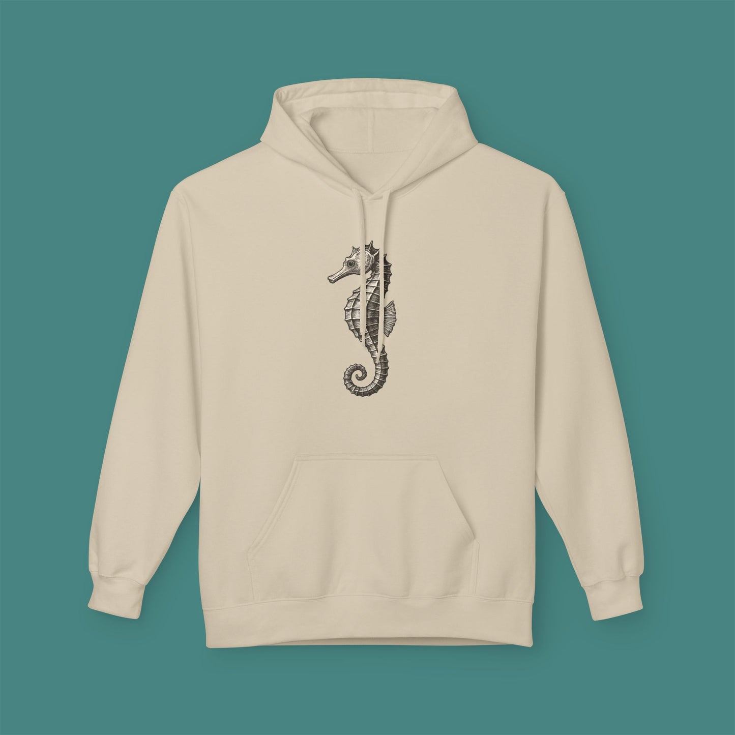 Vintage Etching Seahorse Fleece Unisex Hoodie