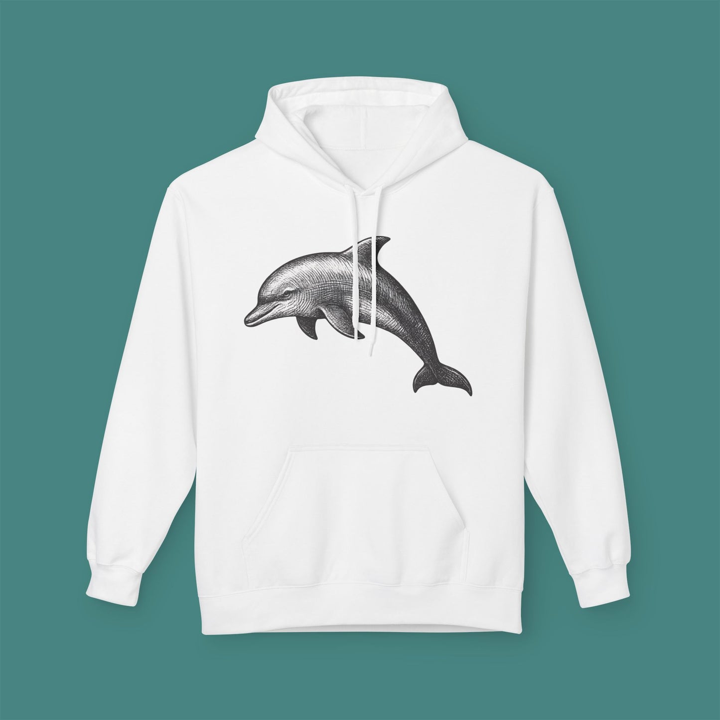 Vintage Etching Dolphin Fleece Unisex Hoodie